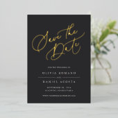 Ethereal Script Foil Save the Date Card Folieneinladung (Stehend vorne)