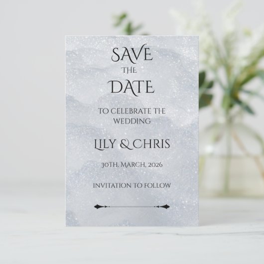 Ethereal Shimmer Save the Date (Stehend Vorderseite)
