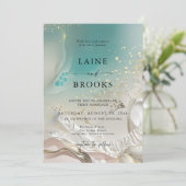 Ethereal Shoreline Minimalist Beach Wedding Einladung (Stehend Vorderseite)