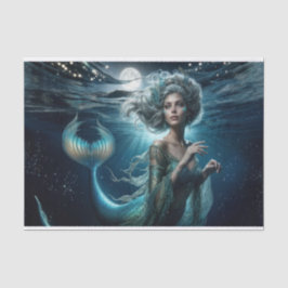 Ethereal Siren Moonlit Mermaid Decoupage Seidenpapier
