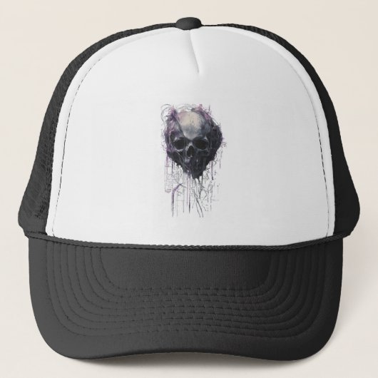 Ethereal Skull Abstract Grunge Dark Art Truckerkappe (Vorderseite)