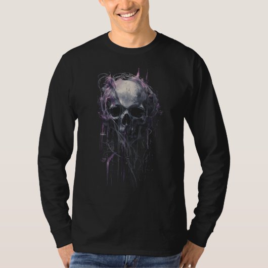 Ethereal Skull Abstract Grunge Dark Long Sleeve T-Shirt (Vorderseite)
