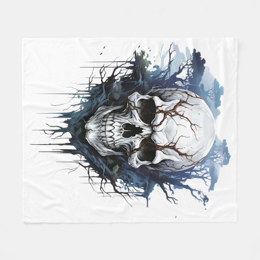 🌑 Ethereal Skull Illusion Fleece Blanket 💀 (Vorderseite (Horizontal))