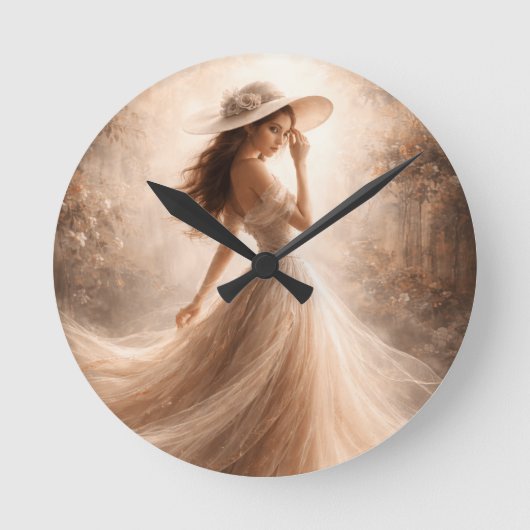 Ethereal Slavic Water Nymph | Wall Clock | Boho Runde Wanduhr (Vorderseite)