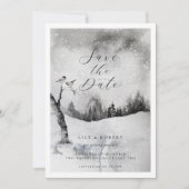 Ethereal Snowy Forest Winter Wedding Save The Date (Vorderseite)