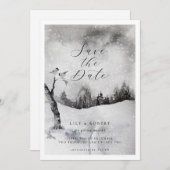 Ethereal Snowy Forest Winter Wedding Save The Date (Vorne/Hinten)