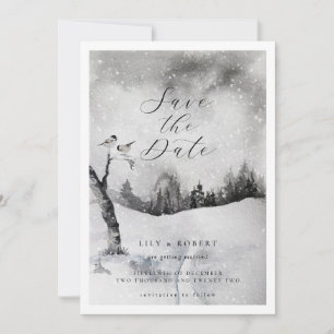 Ethereal Snowy Forest Winter Wedding Save The Date