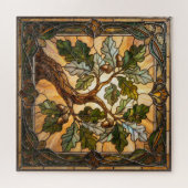 Ethereal Stained Glass Oak Branch Puzzle (Horizontal)