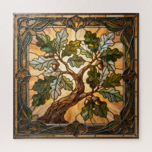 Ethereal Stained Glass Oak Branch Puzzle (Vertikal)