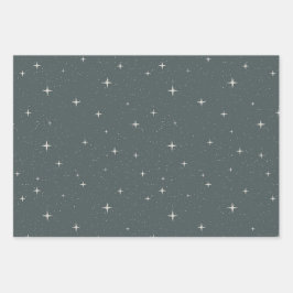 Ethereal Starry Night Celestial Aquamarin Sky Geschenkpapier Set
