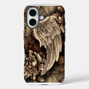 Ethereal Steampunk Flügel, Gänge und Blüten iPhone 16 Hülle