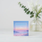 Ethereal Sunset Mountain Neon Frame Quadratische Visitenkarte (Stehend Vorderseite)