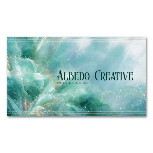 Ethereal Teal Gold Abstract Floral Modern Magnetische Visitenkarte (Vorderseite)