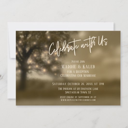 Ethereal Tree w Lights Celebrate mit US-Empfang Einladung (Vorderseite)