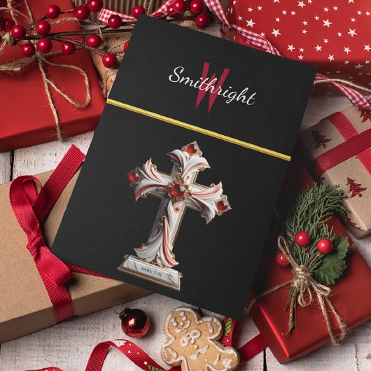 Ethereal-Tribut: Graviertes Kreuz auf schwarz Postkarte