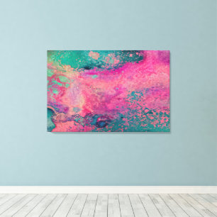 „Ethereal Vellum“ – Pink Türkis Blau Abstract    Leinwanddruck