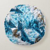 Ethereal Velocity: Geometric Cloud & Arrow Fusion Rundes Kissen (Vorderseite)