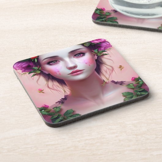 Ethereal verzaubert Märchen Schöne Frau Getränkeuntersetzer (Linke Seite)