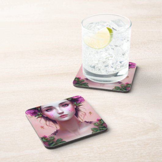 Ethereal verzaubert Märchen Schöne Frau Getränkeuntersetzer (Rechte Seite)