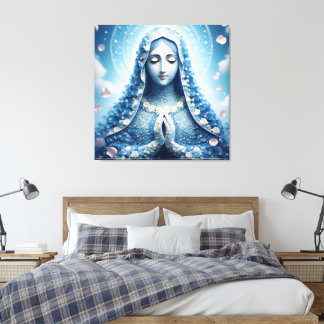 Ethereal Virgin Mary Blue Rose Portrait  Leinwanddruck