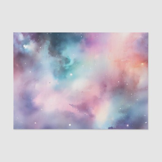 Ethereal Wasserfarbe Galaxy Dreamy Kosmic Seidenpapier (Vorderseite)