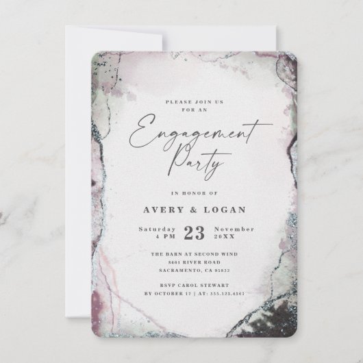 Ethereal Wasserfarbe in Wisteria Engagement Party Einladung (Vorderseite)