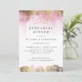 Ethereal Wasserfarbe Rosa Probe Abendessen Einladung (Stehend Vorderseite)