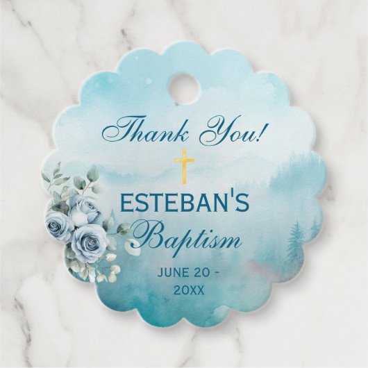 Ethereal Watercolor Baptism Geschenkanhänger (Vorderseite)