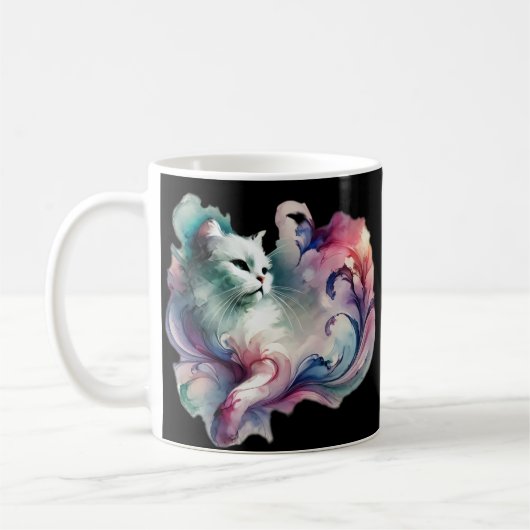 Ethereal Watercolor Cat Kaffeetasse (Links)