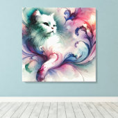 Ethereal Watercolor Cat Leinwanddruck (Insitu (Holzboden))