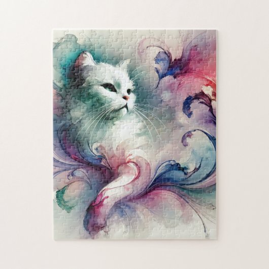 Ethereal Watercolor Cat Puzzle (Vertikal)