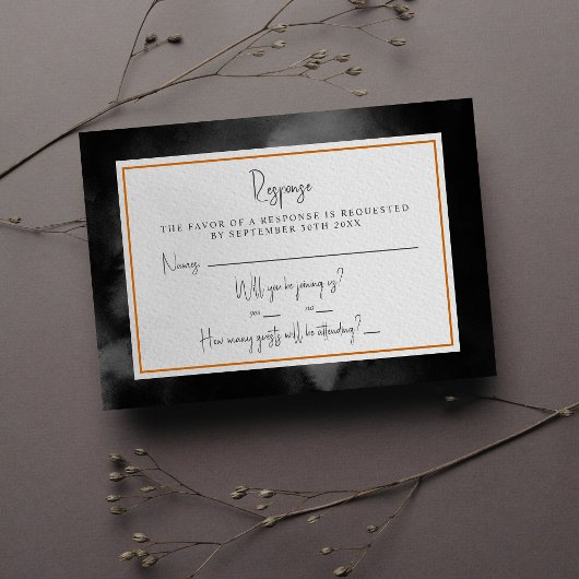 Ethereal Watercolor Dark Moody Halloween Hochzeit RSVP Karte