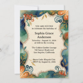 Ethereal Watercolor Floral birthday Invitation Einladung