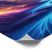 Ethereal Waterfalls Blending with a Starry Horizon Poster (Ecke)