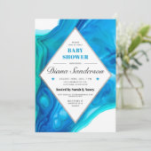 Ethereal Wave Baby Dusche Einladungen Boy Blue (Stehend Vorderseite)