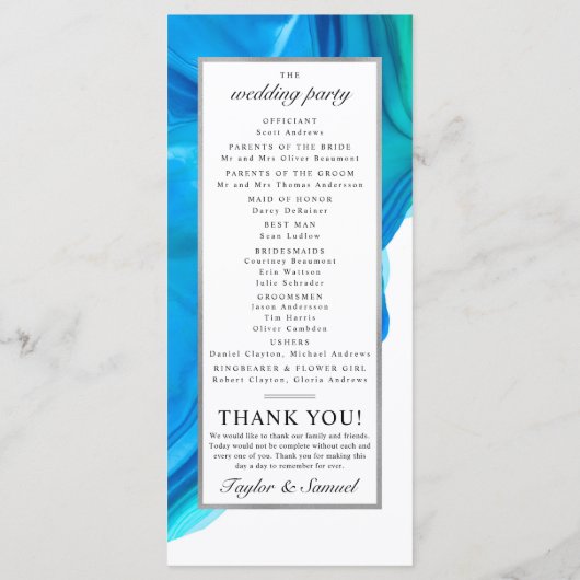 Ethereal Wave Hochzeit Zeremonie Programm Strand (Rückseite)