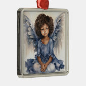 Ethereal Weihnachten Schwarzer Engel in Blauer Ele Ornament Aus Metall (Rechts)