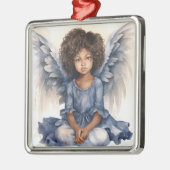 Ethereal Weihnachten Schwarzer Engel in Blauer Ele Ornament Aus Metall (Links)