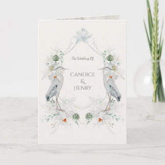 Ethereal White Blume Blue Heron Nature Wedding Einladung