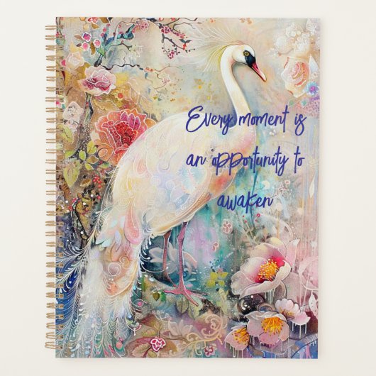 Ethereal White Peacock Planner Planer (Vorderseite)