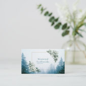 Ethereal White Rose Pine Forest Winter Gold Frame Visitenkarte (Stehend Vorderseite)