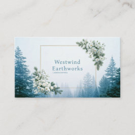 Ethereal White Rose Pine Forest Winter Gold Frame Visitenkarte