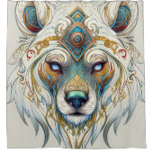Ethereal White Wolf Portrait Duschvorhang (Vorderseite)