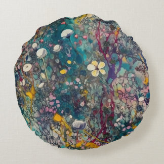 Ethereal Wildblume Träume Abstraktes Kunstdesign Rundes Kissen