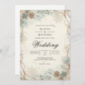 Ethereal Winter Branches Hochzeit Einladung (Vorne/Hinten)