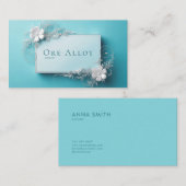 Ethereal Winter Magic Kristalline Botanisch Visitenkarte (Vorne/Hinten)