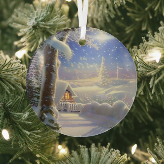 Ethereal Winterszene Kinkade Inspiriert Ornament Aus Glas (InSitu)