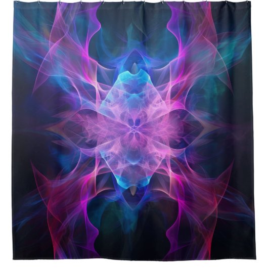 Ethereal Wisps: Blue & Mauve Kirlian Kunst Duschvorhang (Vorderseite)