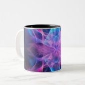Ethereal Wisps: Blue & Mauve Kirlian Kunst Zweifarbige Tasse (Vorderseite Links)