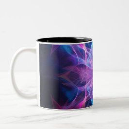 Ethereal Wisps: Blue & Mauve Kirlian Kunst Zweifarbige Tasse